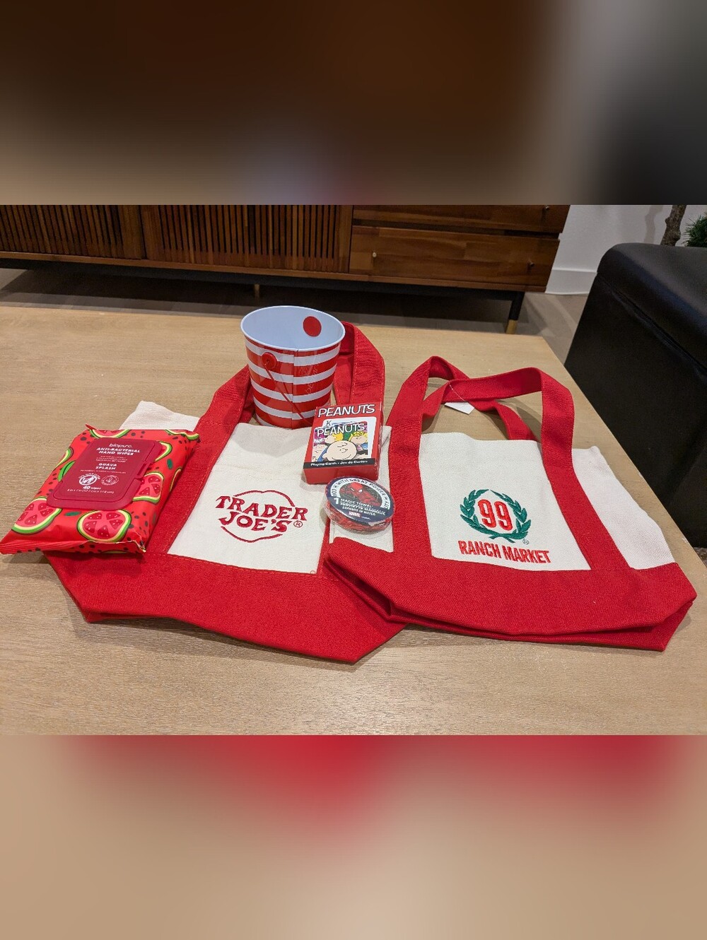 ❤️Trader Joe's/99 Ranch Market Mini Tote Bag Set with Matching Accessories🍎